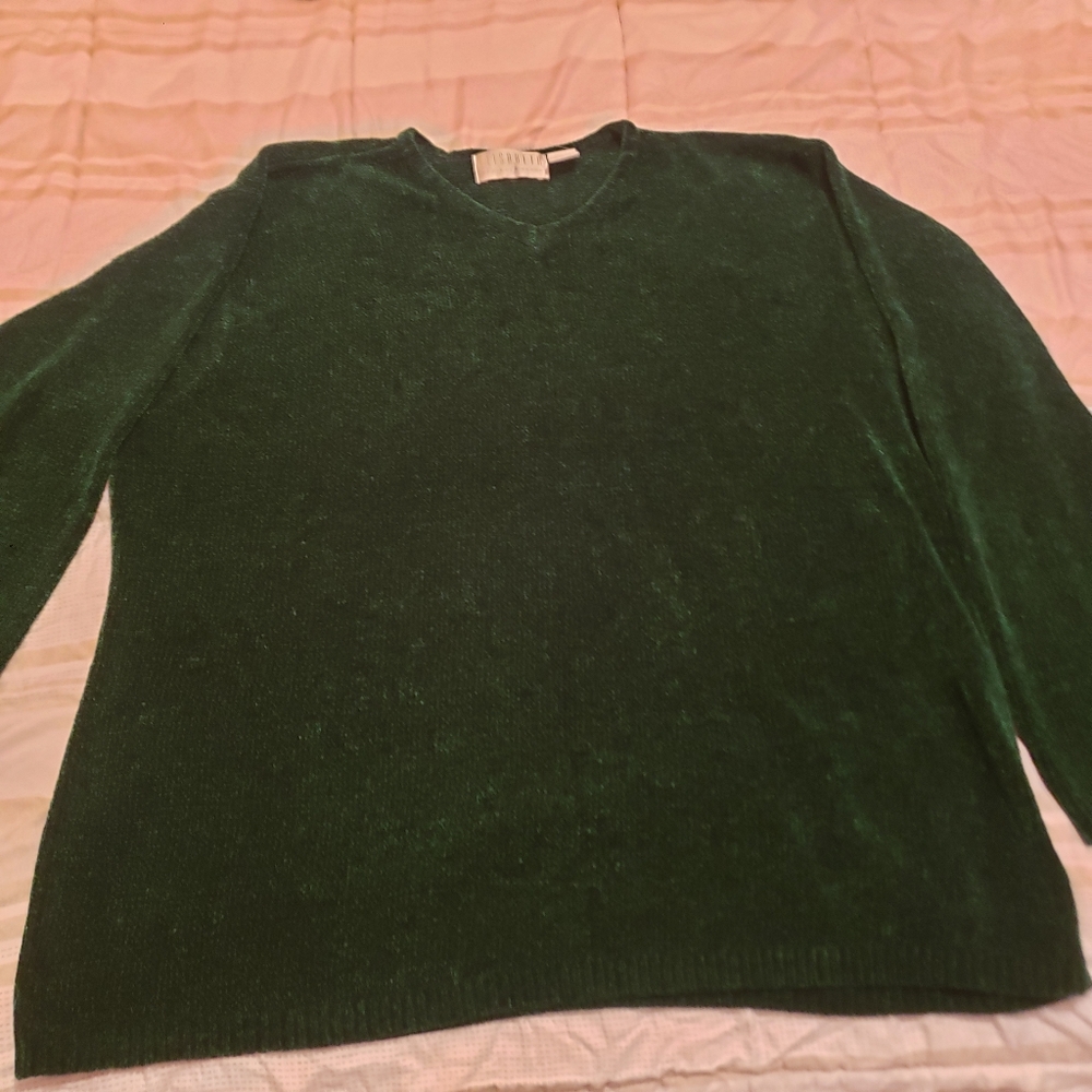 Green sweater v-neck size 2 plus